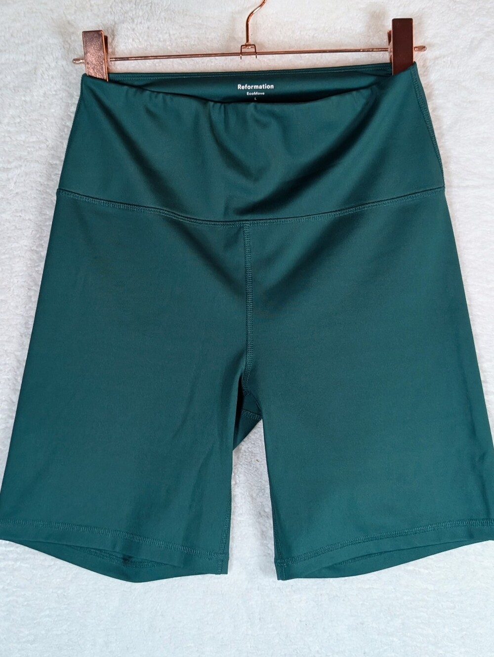 67-Reformation Green High-Rise Bike Shorts